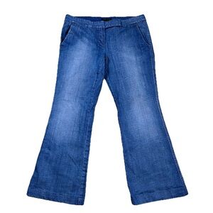 Theory Tara Cotton Flare Jeans Size 12 Dark Wash Mid Rise *read